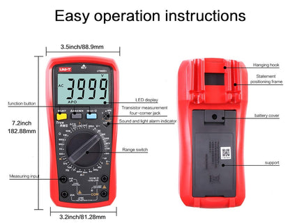UNI-T UT890D+ digitalni multimeter – True RMS, AC/DC merjenje, LCD