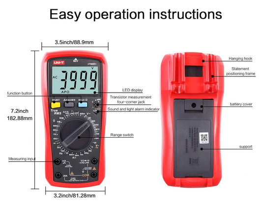 UNI-T UT890D+ digitalni multimeter – True RMS, AC/DC merjenje, LCD
