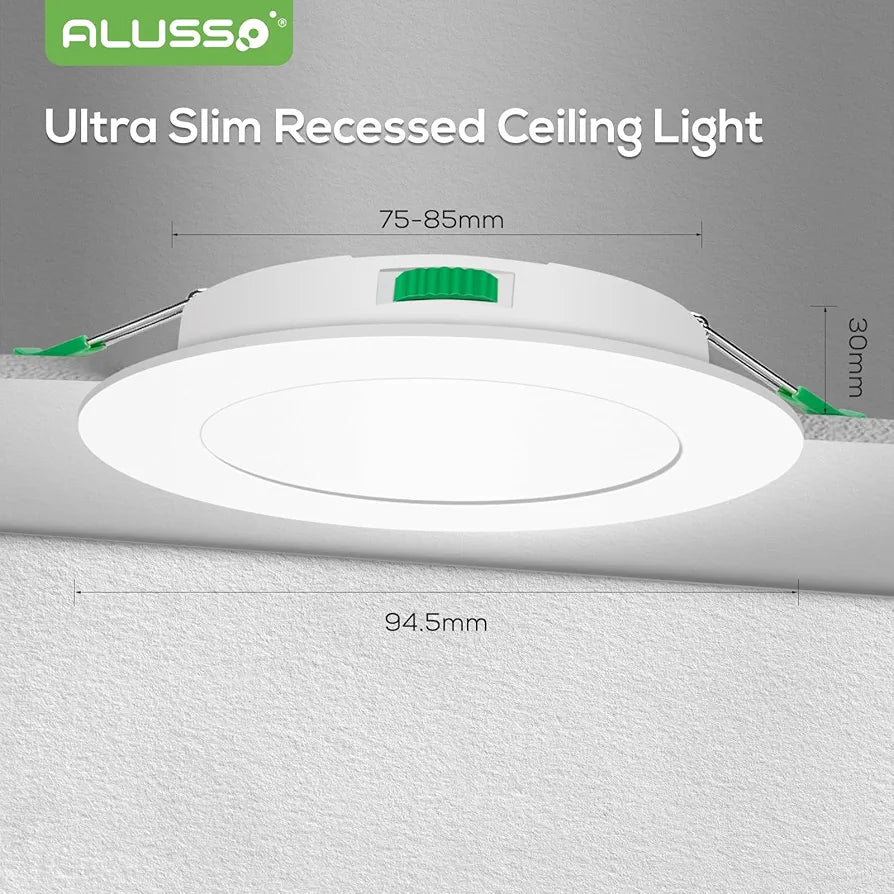 💡6x Alusso LED recessed light 5W (95mm) – white/black/nickel