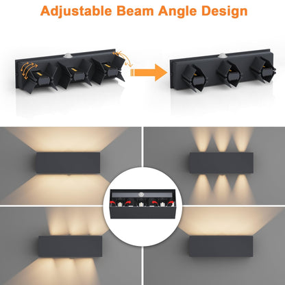 💡 KLIGHTEN outdoor LED wall lamp 30W with motion sensor - anthracite, adjustable beam angle, IP65, 3000K, aluminum
