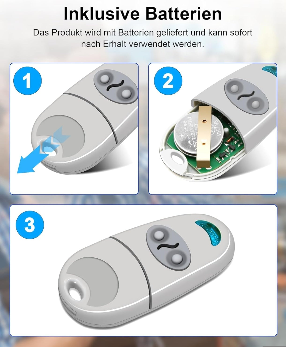 3x daljinec za garažna vrata TOP serija – 433,92 MHz, 2 gumba