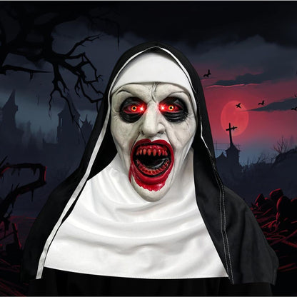 Strašljiva maska nune z osvetljenimi očmi ter zvokom