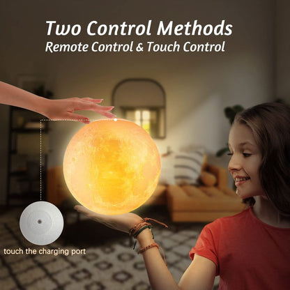 3D tiskana lunina lučka s 16 barvami in daljincem - 15 cm - naklikaj.si