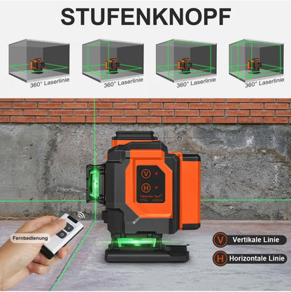 TAKAMINE PRO verzija, 4D gradbeni laser, 16 linij, 4×360°, Bluetooth+daljinec, 1 leto garancija