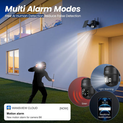 Komplet 2 zunanjih solarnih varnostnih kamer Cinnado 2K 3MP, Wi-Fi PTZ