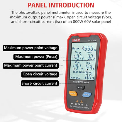 UNI-T UT673PV Solar Panel Tester – profesionalni merilnik za sončne panele (MPPT meter)