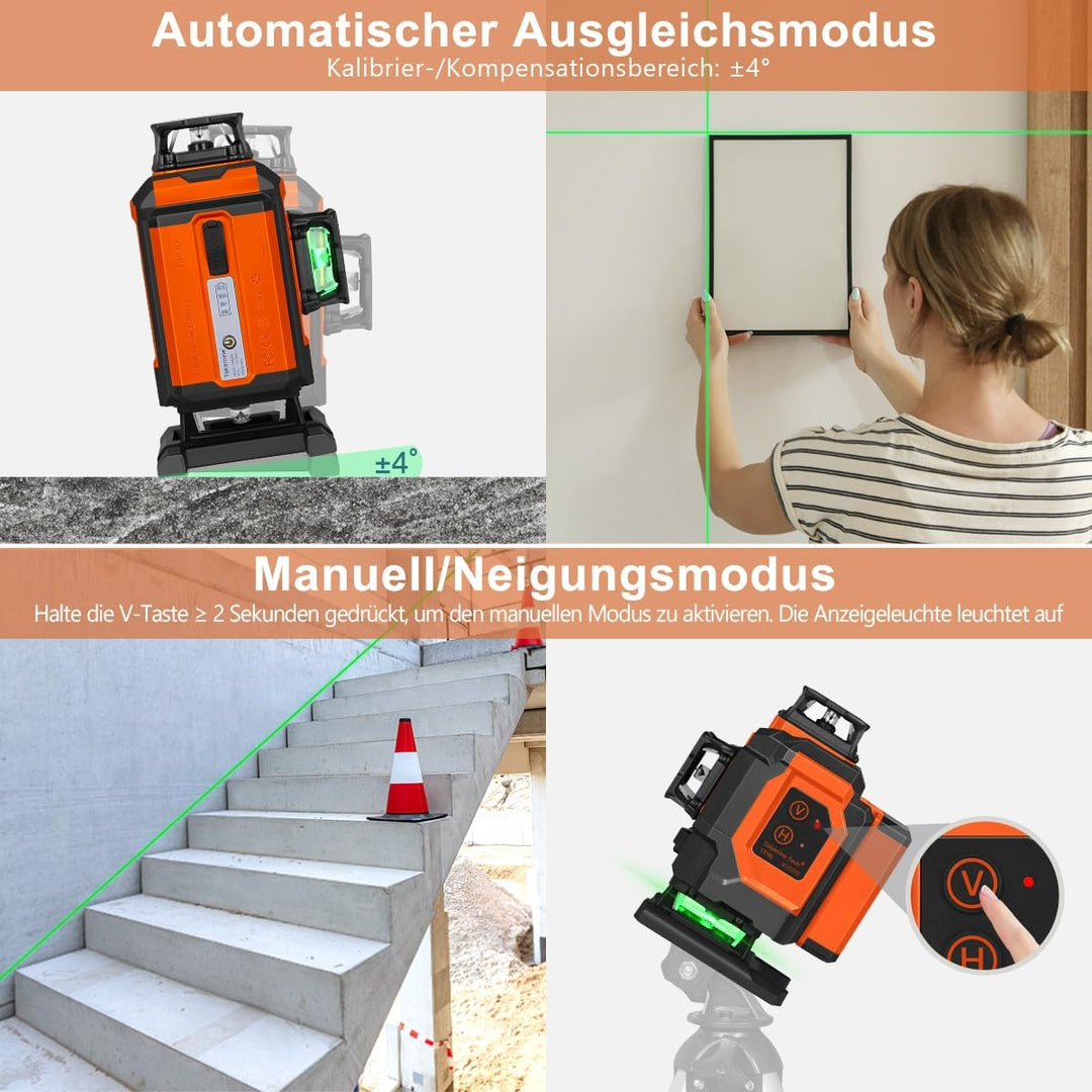 TAKAMINE PRO verzija, 4D gradbeni laser, 16 linij, 4×360°, Bluetooth+daljinec, 1 leto garancija