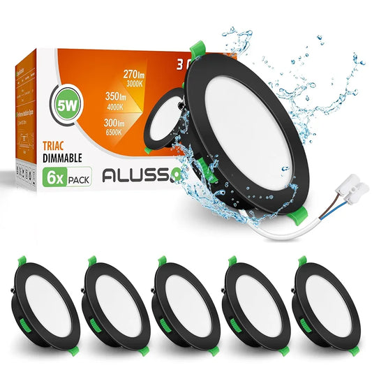 💡6x Alusso LED recessed light 5W (95mm) – white/black/nickel