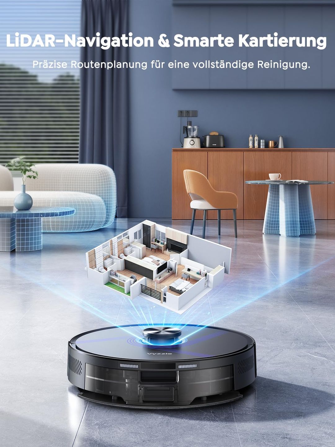 Pametni WiFi robotski sesalec s pomivanjem Vyzzle E20, samodejno praznjenje, LiDAR - 1 leto garancije (RAZSTAVNI EKSPONAT)