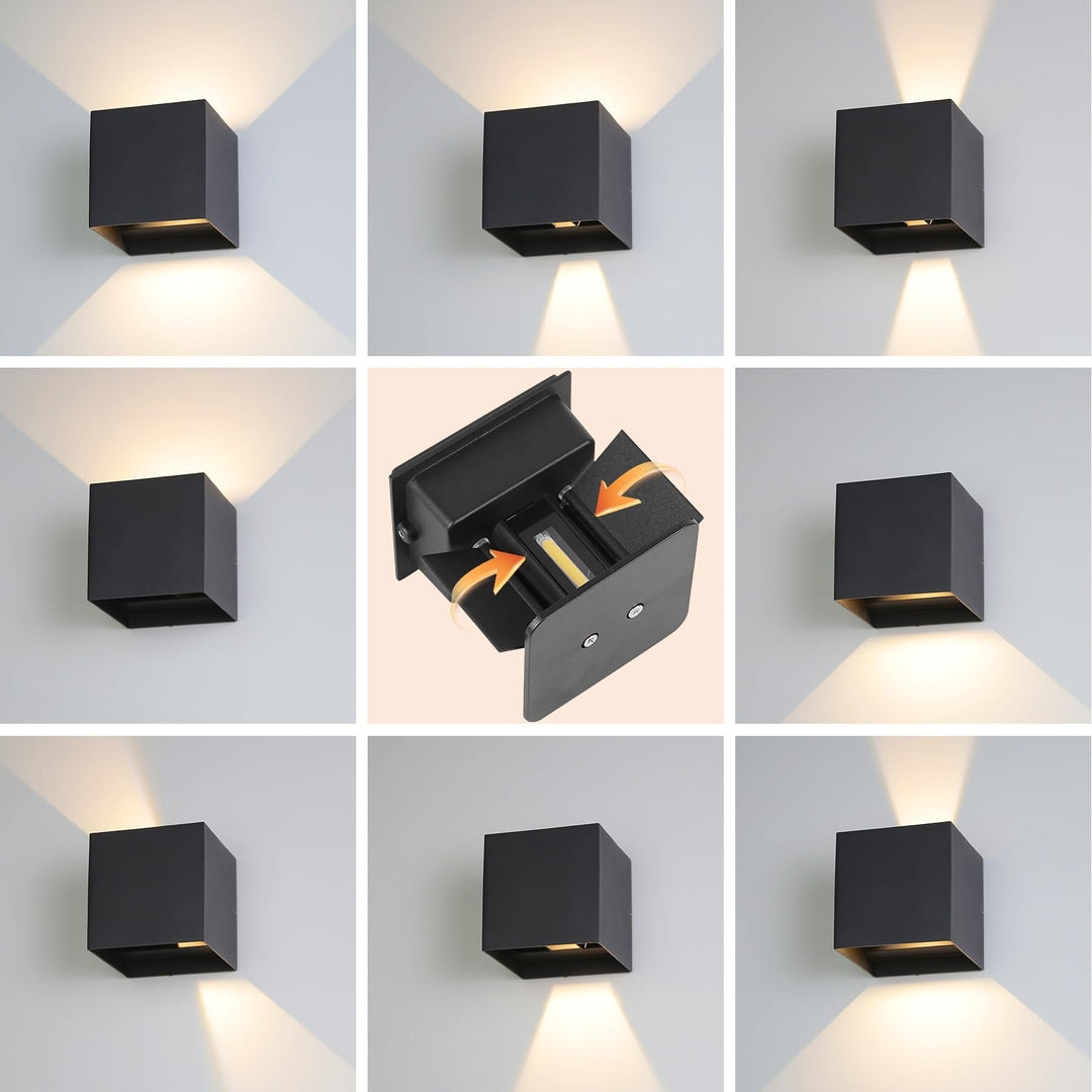💡4x CHENBEN outdoor LED wall lamp 12W - adjustable beam angle, IP65, 3000K, aluminum