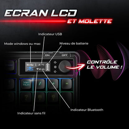 Brezžična gaming tipkovnica Elite K60 – RGB, LCD zaslon, 3-načini povezave