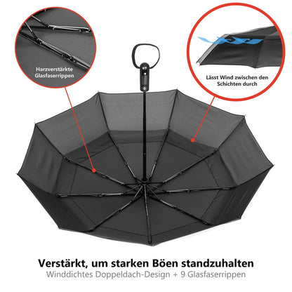 ERGONAUTS dežnik z avtomatskim odpiranjem in zapiranjem (črn)