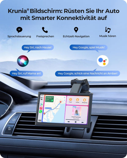 KRUNIA 7" brezžični prenosni zaslon za Apple CarPlay & Android Auto - naklikaj.si