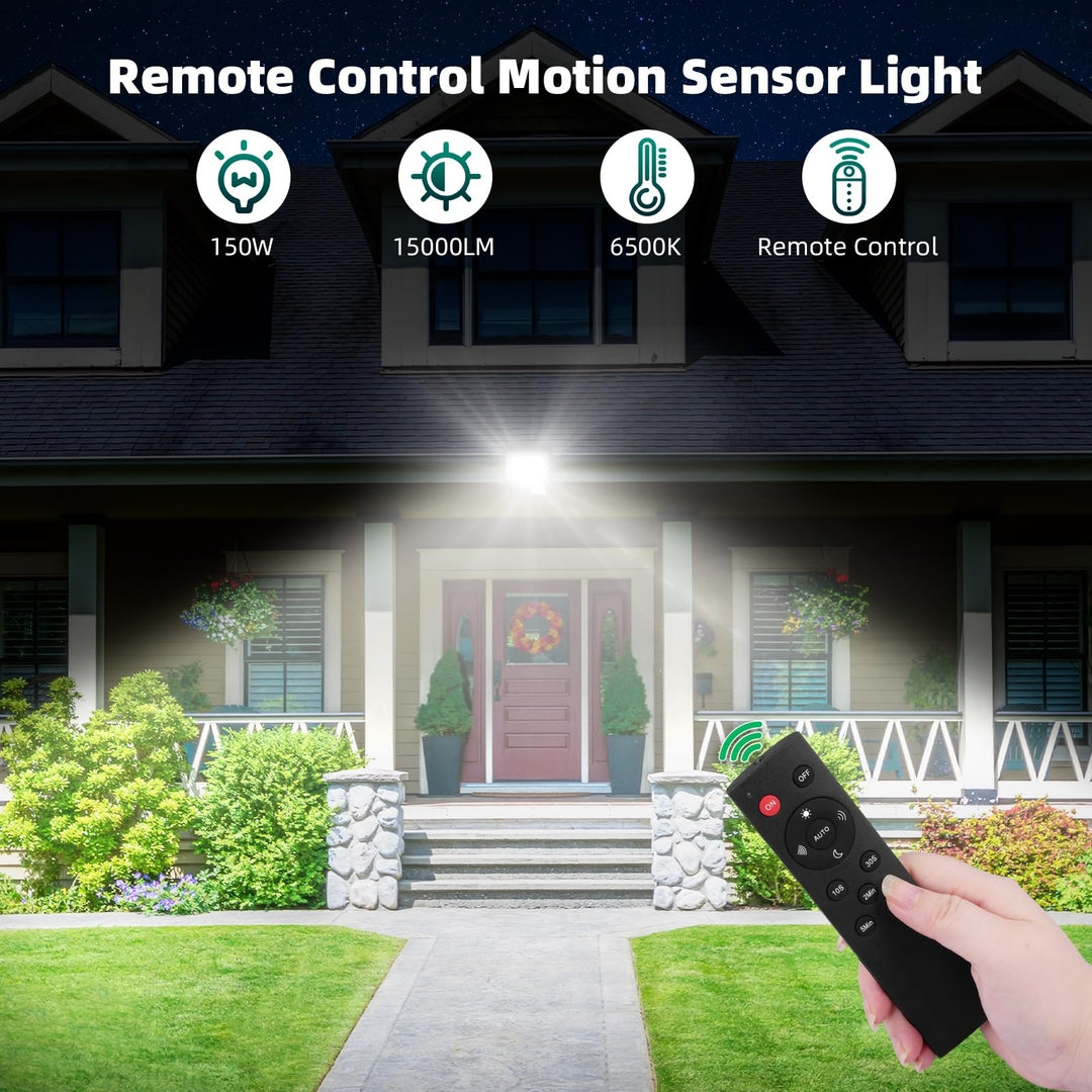 2x LED reflektor z senzorjem gibanja – 150 W, daljinec, IP66, hladno bela