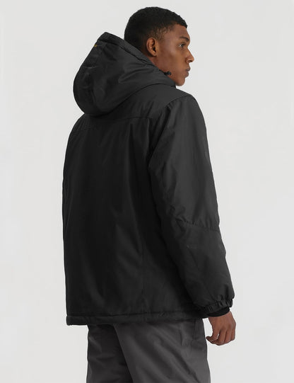 Moška zimska smučarska jakna GEMYSE – vodoodporna topla bunda s kapuco (temno siva XL)