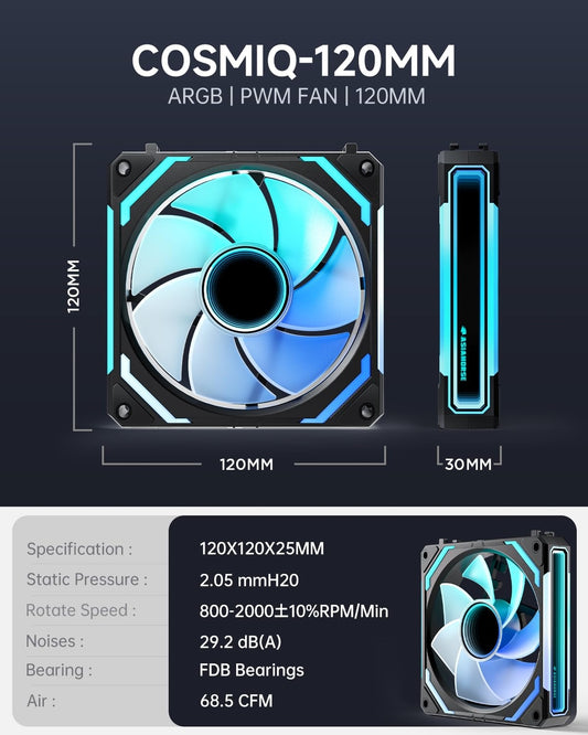 AsiaHorse COSMIQ RGB 120 mm ARGB ventilator za ohišje računalnika (3pack)