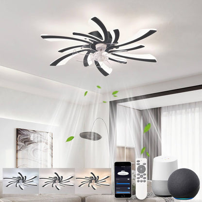 Stropni ventilator Chandelier 72W, 78 cm, Wifi, daljinec – črn