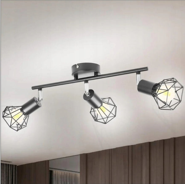 Stropna/stenska svetilka s tremi reflektorji + 3x LED žarnica 6W, 6500K - naklikaj.si