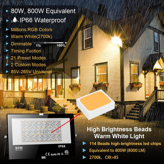 Pametni RGB LED reflektor 80W z Bluetooth APP nadzorom - naklikaj.si
