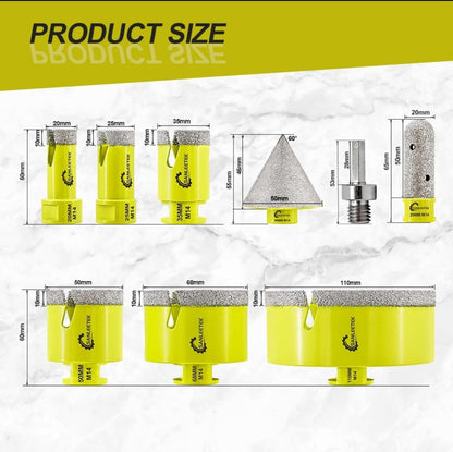 SANLEETEK 9-delni set profesionalnih diamantnih kron in svedrov – M14 - (NOVO - sveder popraskan - BERI OPIS+slika) - naklikaj.si