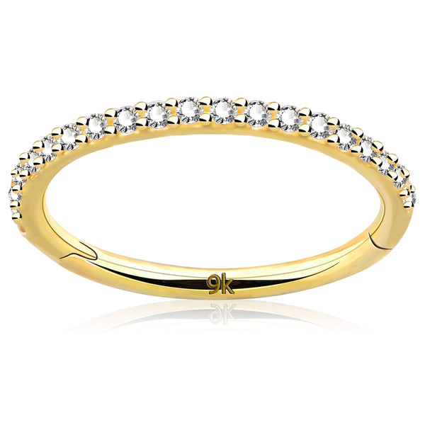 OUFER 9K zlati spiralni uhan - piercing nakit s CZ linijo - 9mm - naklikaj.si