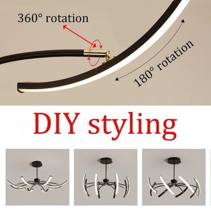 Moderni viseči LED luster 64W (100cm) z daljincem (črna barva)