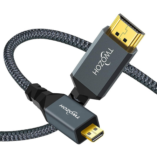 TWOZOH 10 m visokohitrostni Micro HDMI → HDMI kabel z ojačanim pletenim ovojem – 3D in 1080p kakovost slike