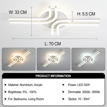 LED stropna luč 32W, 3200lm, 3000-6500K, daljinec, aplikacija, 70cm - črna