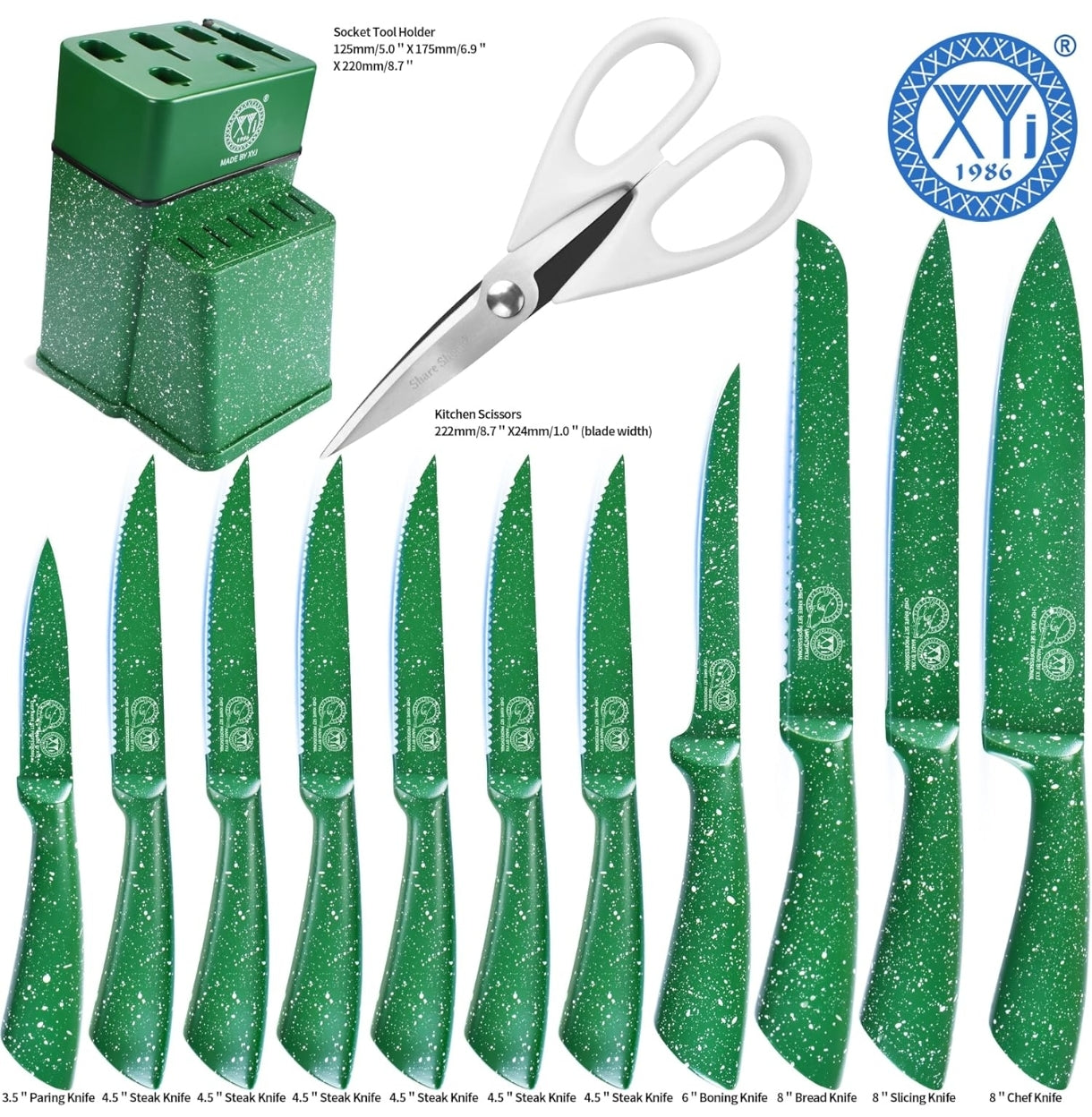 Set nožev XYJ - 13v1 z stojalom