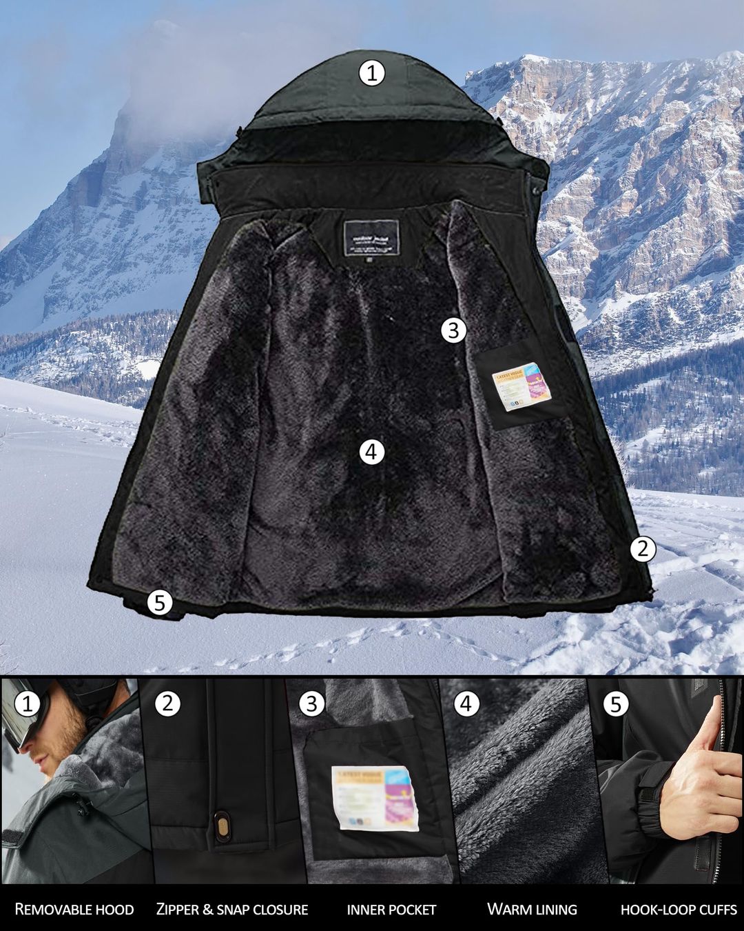 OUTDOOR moška vodoodporna smučarska jakna - črno/siva XXL - naklikaj.si