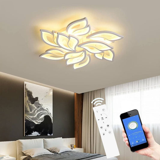 🌸 LED stropna svetilka v obliki cveta 70W-140W – moderna luč z daljincem in aplikacijo