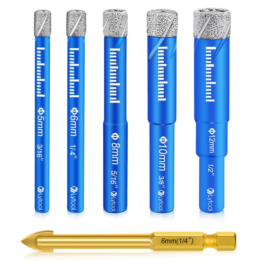 Lytool set diamantnih svedrov za keramiko, steklo in granit (5 kosov)