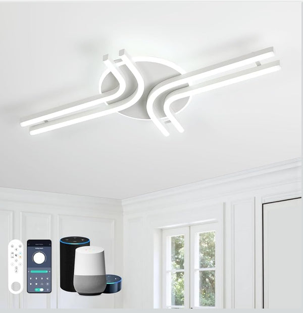 LED stropna luč 32W, 3200lm, 3000-6500K, daljinec, aplikacija, 70cm - bela