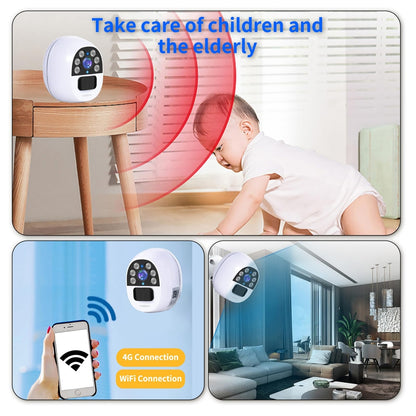 Solarna WiFi + 4G pametna varnostna kamera, 1080P, polna baterija za mesec dni, nočni vid – 1080P