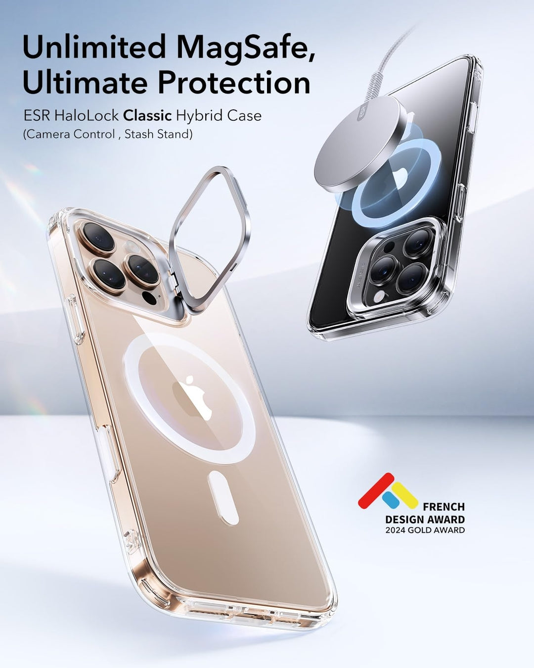 ESR prozoren zaščitni ovitek z MagSafe stojalom za iPhone 16 Pro Max