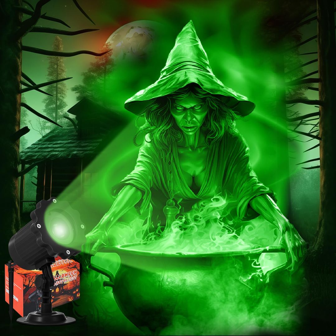 LED projektor Halloween - Zelena čarovnica - naklikaj.si