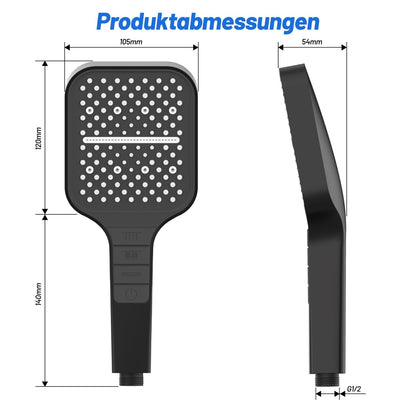 🚿 Shower handle with 8 functions and 150 cm metal hose