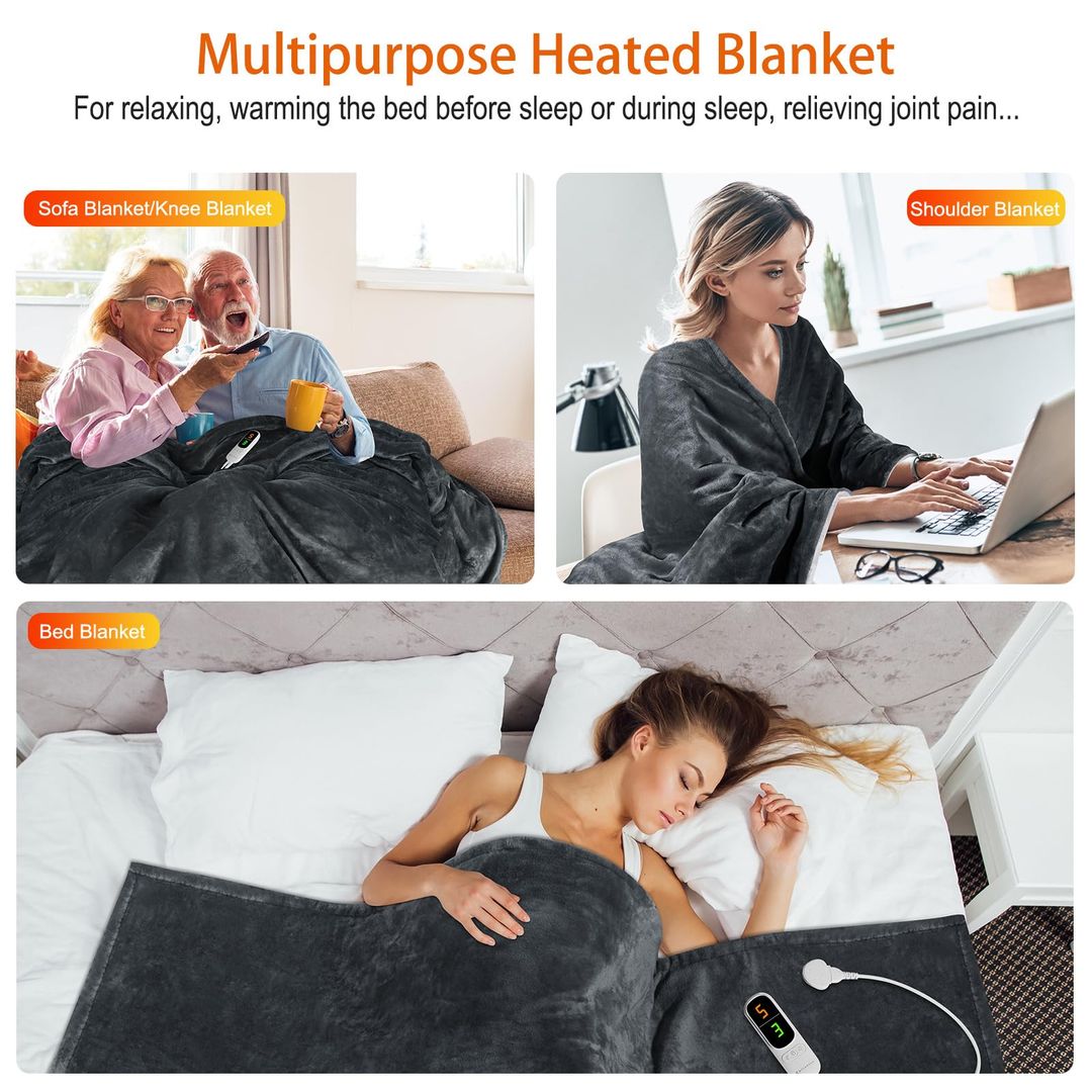 Električna odeja 180×160 cm – dvostranska (flanel / sherpa), s termostatom - 160W - (Poškodovana embalaža)