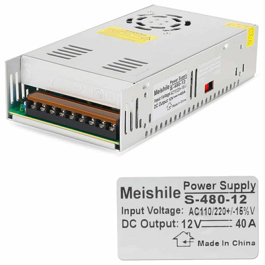 🔌 MEISHILE napajalnik, 12V, 480W, 40A, ventilatorsko hlajenje