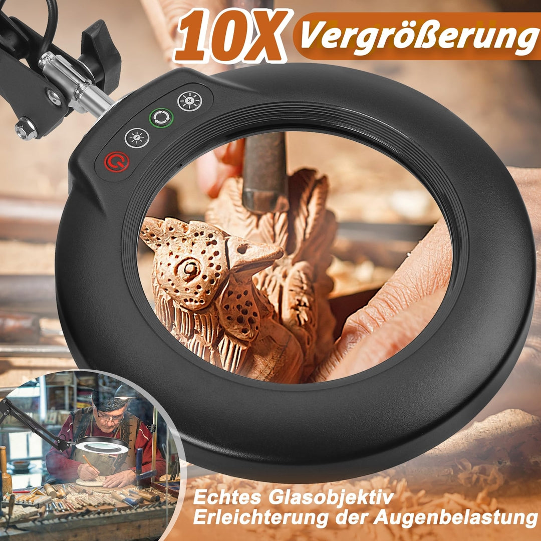 Veemagni 10× lupa z LED lučko – namizna ali sponkasta izvedba