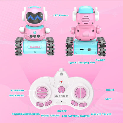 ALLCELE LED RC pametni robot za otroke (roza-modra)