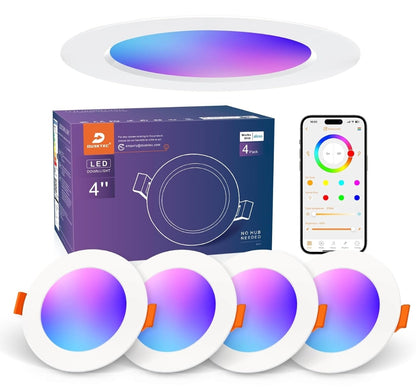 💡4x Dusktec RGB+CCT+Alexa LED smart recessed light 10W (122mm) – white