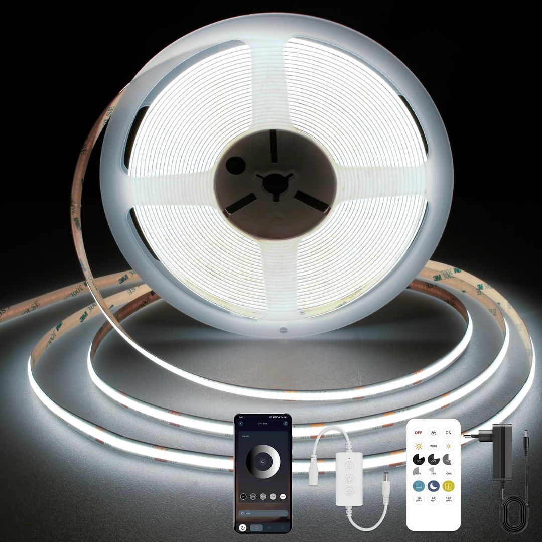 TTWAY 7,5m COB LED trak, 6000K, daljinec, aplikacija, 24V, IP20