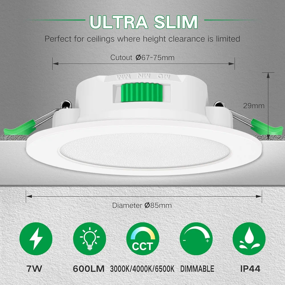 💡6x Alusso LED recessed light 7W (85mm) – white/black/chrome