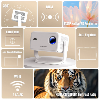 LED projektor Magcubic L018, 4K/8K, 400ANSI, Android 14, Wifi 6, AutoFocus
