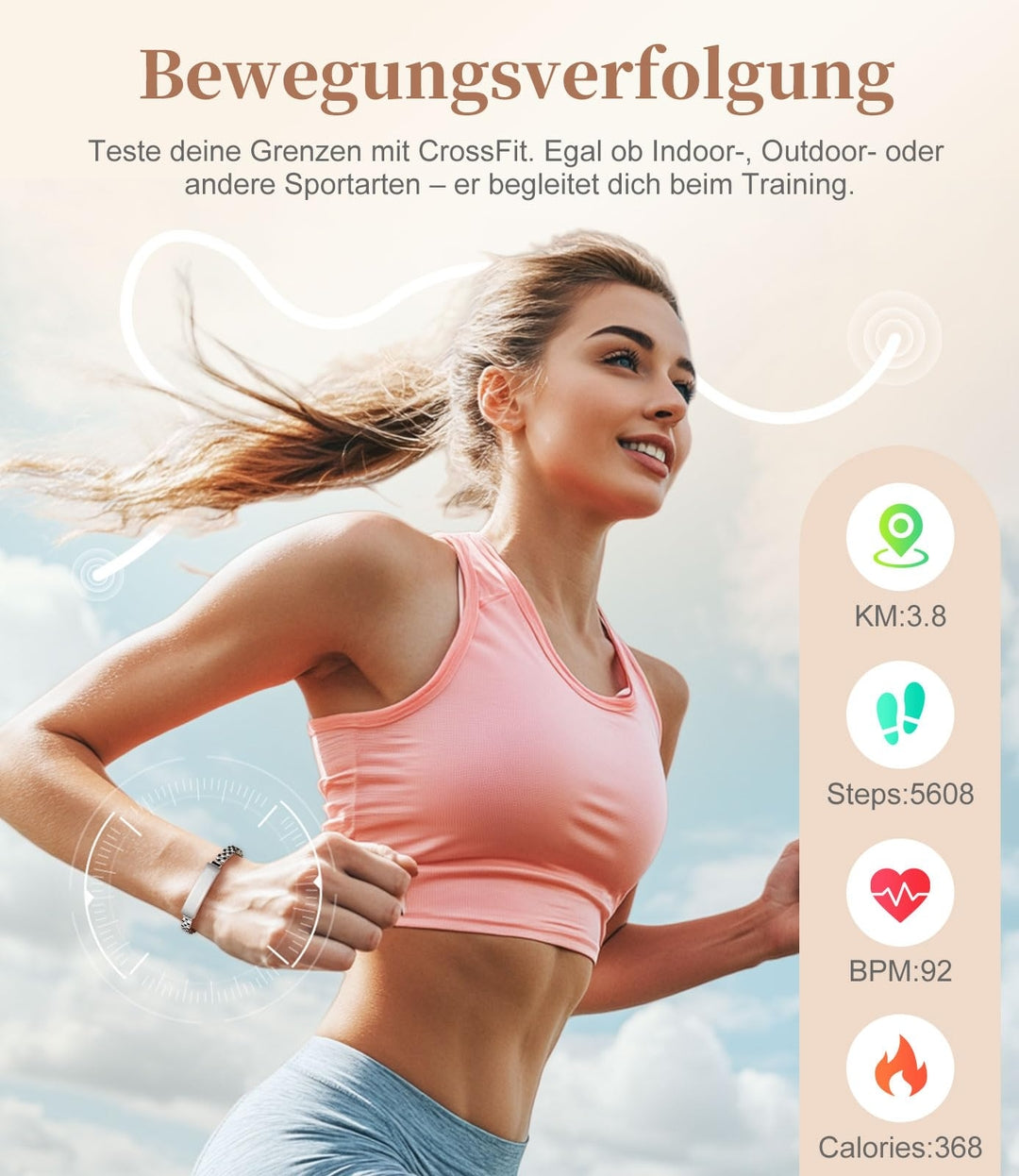 ⌚ LIGE pametna zapestnica za ženske (črna, srebrna)