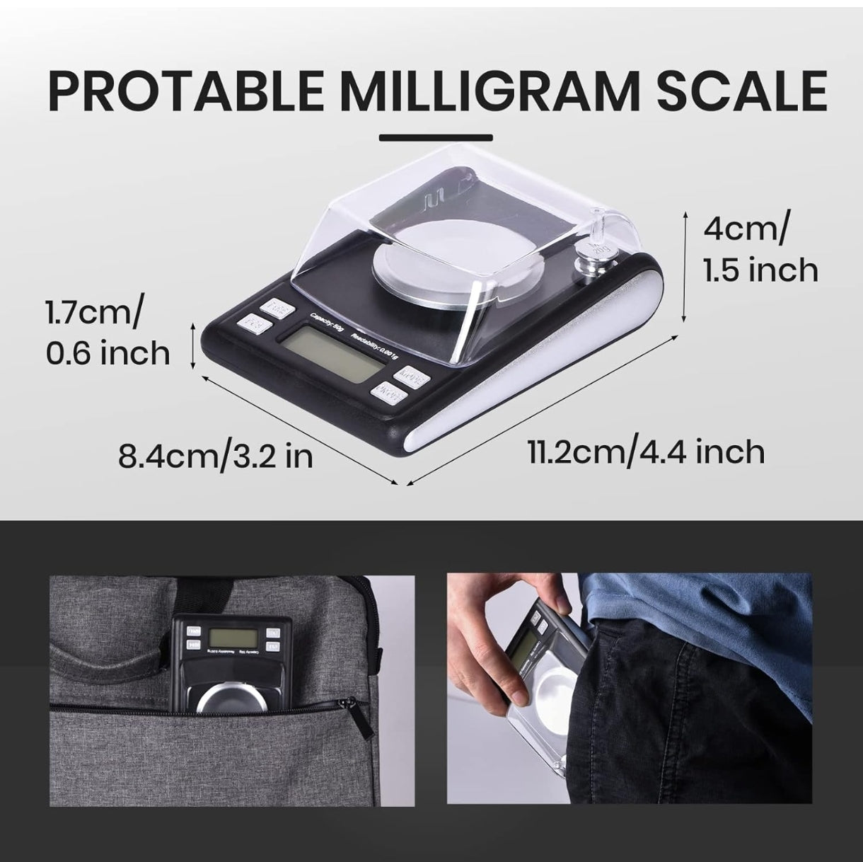 Digitalna precizna tehtnica 0.001 g / 50 g – z LCD zaslonom in dodatki