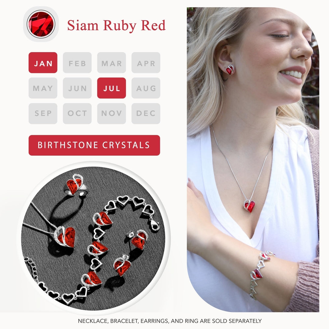 LEAFAEL 18K White Gold ogrlica – Ruby Heart kristal