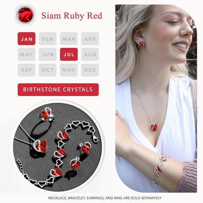 LEAFAEL 18K White Gold ogrlica – Ruby Heart kristal