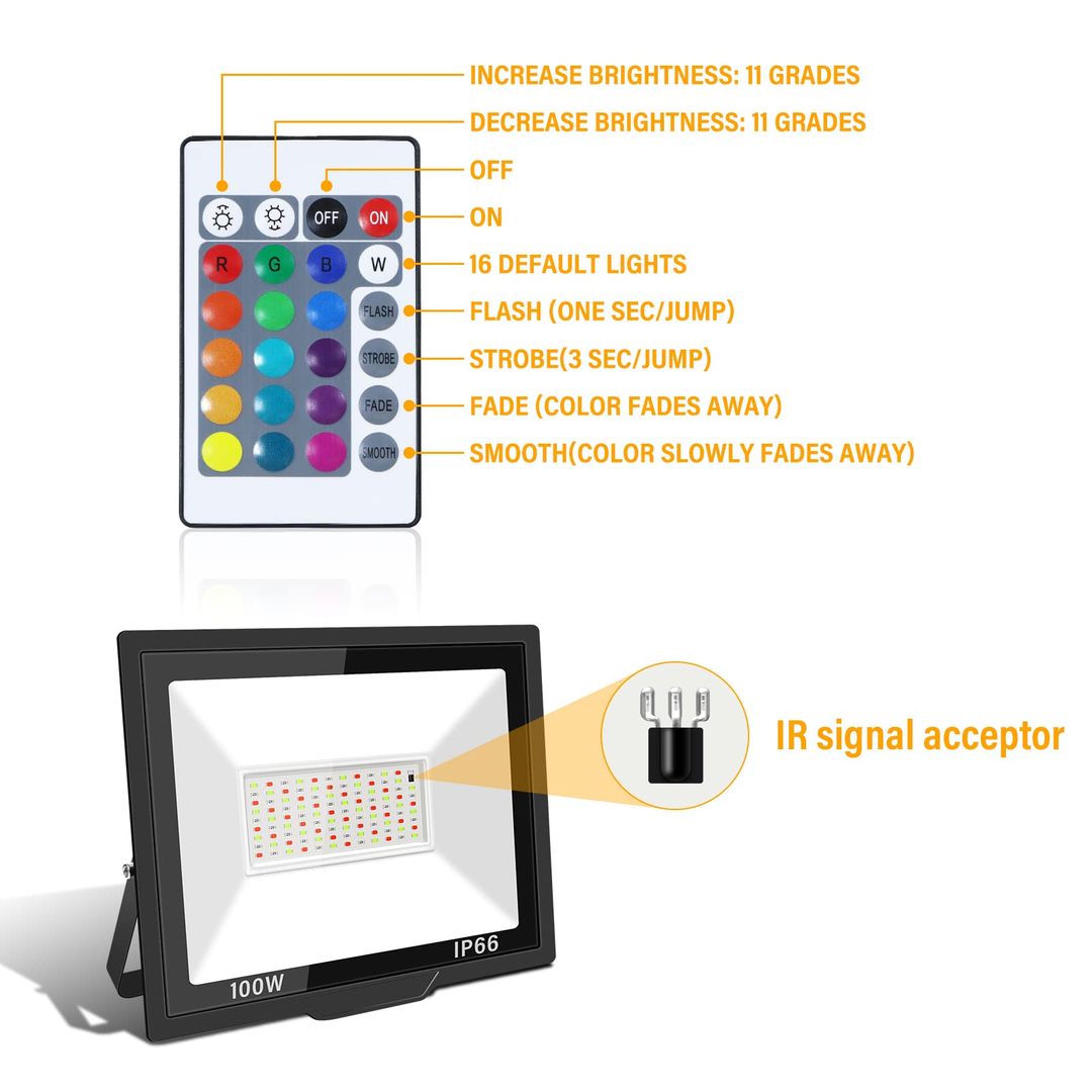4x RIGIDON RGB LED Reflektor 100W, 10.000lm z daljincem - naklikaj.si